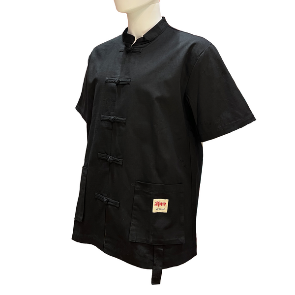 Short sleeve black shirt in tang style on mannequin