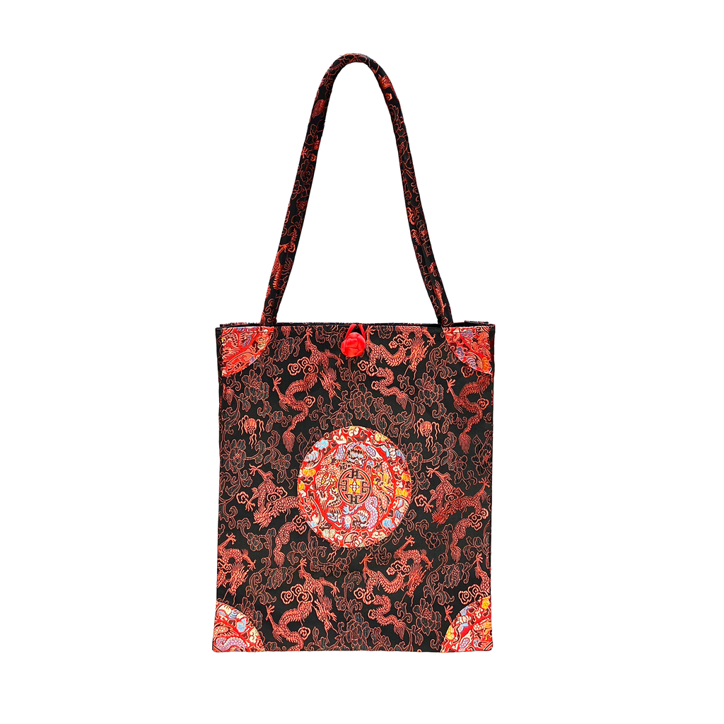 Chinese Style Tote - Red on Black