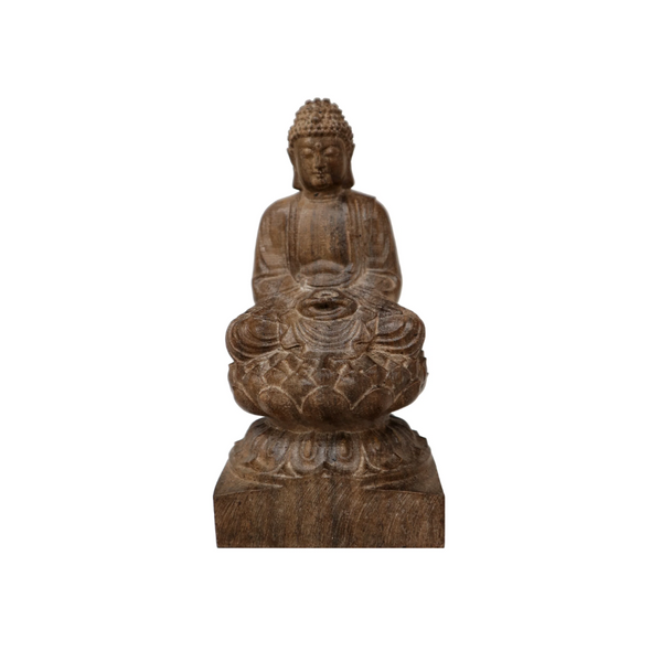 6" Agarwood figure of buddha sitting on a lotus