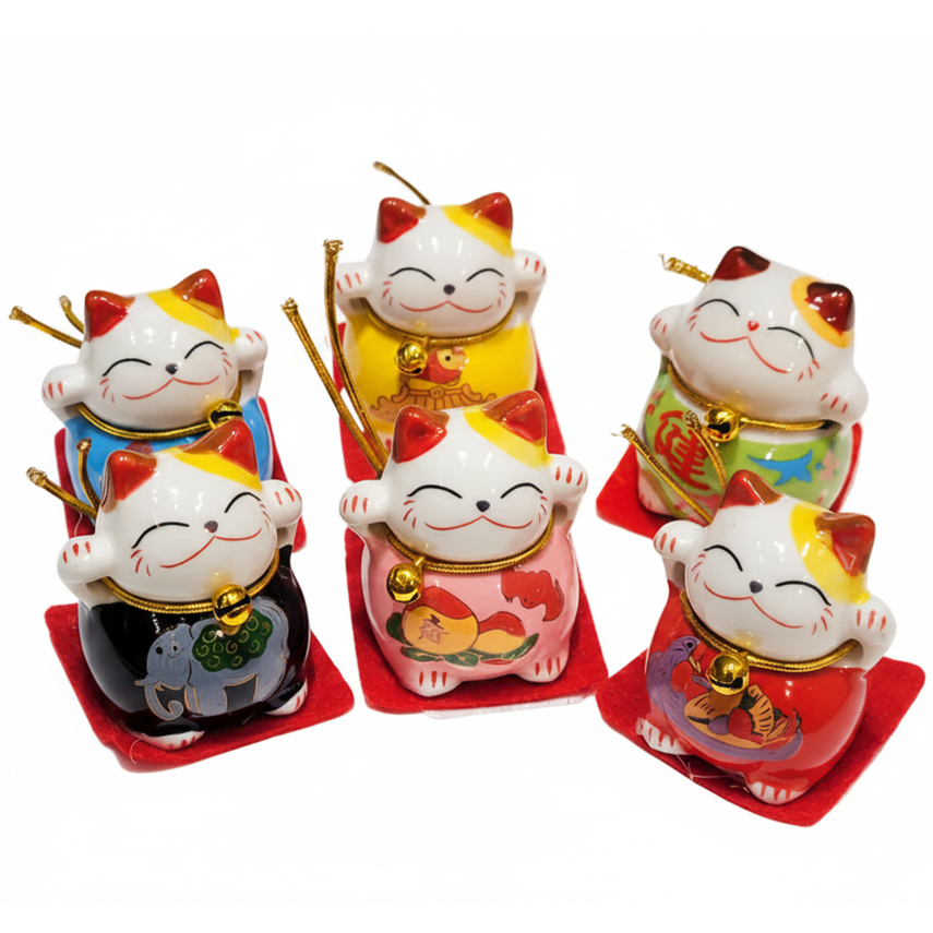Mini Ceramic Lucky Cat - 1.5"