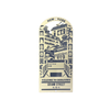 Decorative bookmark for Chinatown in New York with architectural elements and text.
