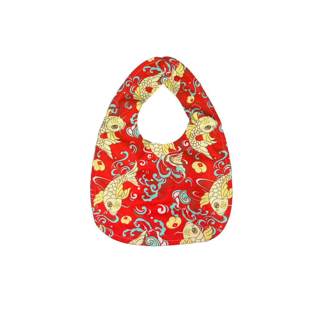 Baby Bib - Red Koi Fish and Clouds