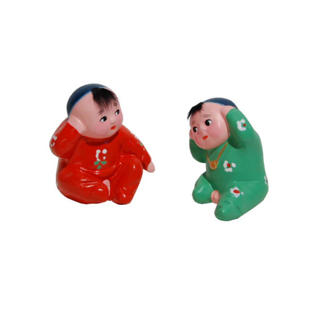 Hand Painted Clay Figurines (L) - Hearing Firecrackers