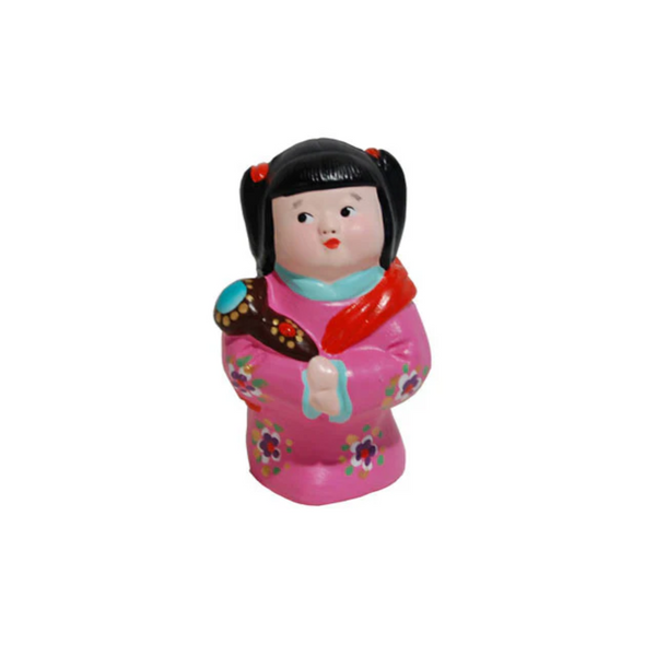 Hand Painted Clay Figurine. Girl with baton