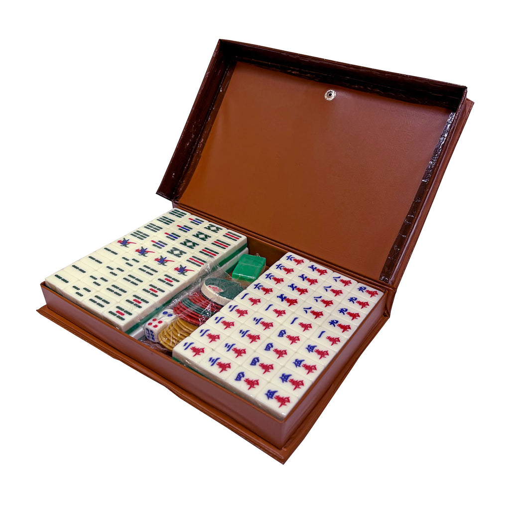 Mahjong Set in Brown Case - Hong Kong Style