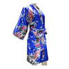 bright blue Thigh-Length Robe Peacock Print