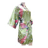 light green Thigh-Length Robe Peacock Print