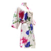 white Thigh-Length Robe Lily Print