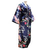 navy Ankle-Length Robe Peacock Print