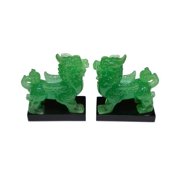 Pair of Jade Glass Pixiu (Set)