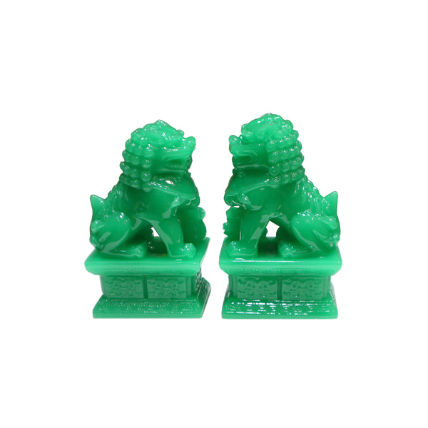 Pair of Jade Color Foo Lions (Set)