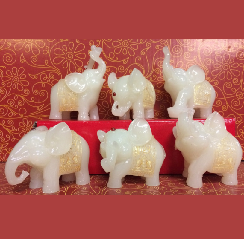 Red Stud Embellished Elephant Figurine