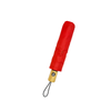 Red umbrella with a wooden handle on a white background