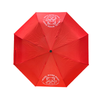 Red umbrella with brand logo on a white background