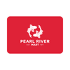 Red card with Pearl River Mart logo featuring two fish on a white background