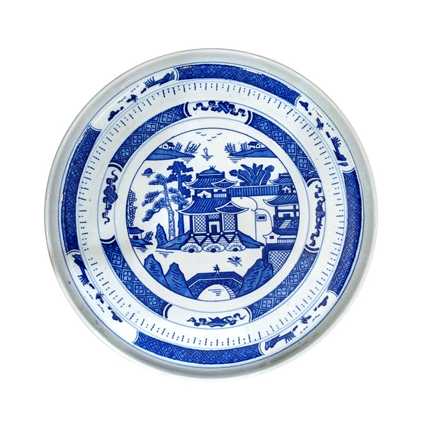 Round Blue Willow Ceramic Tray