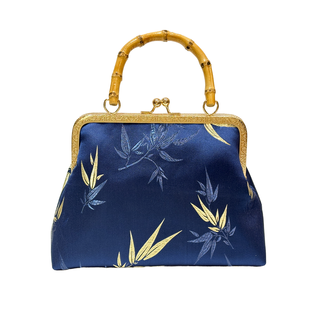 Purse with Bamboo Handle and Bamboo Leaf Pattern (Various Colors)