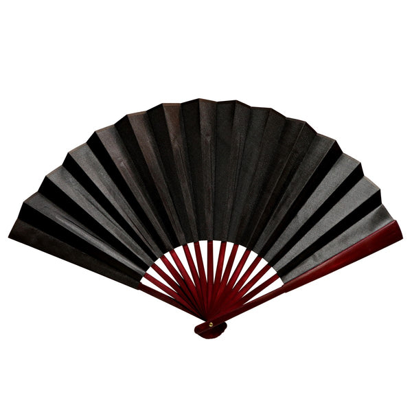 Solid Satin Bamboo Fan - 13" Black