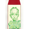 envelope with green line art of a person's face and text on a red border