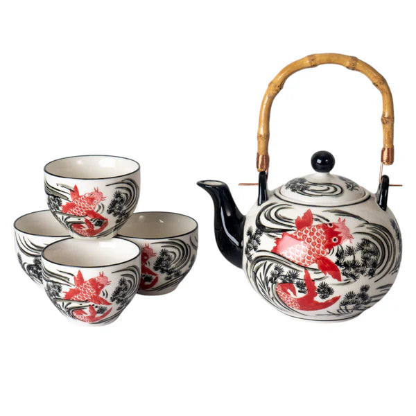 Koi Fish Tea Set - 1 teapot and 4 teacups