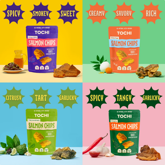 Tochi salmon chips in four flavors