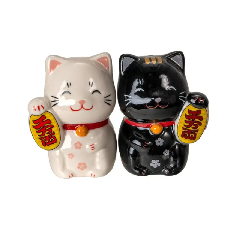 Lucky Cat Magnetic Salt and Pepper Shakers