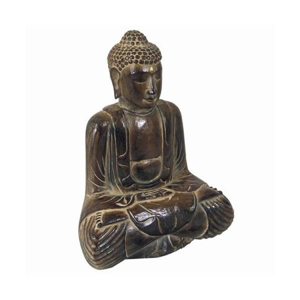 Hand Carved Wooden Meditating Buddha Statue