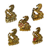Set of five gold dragon figurines on a white background