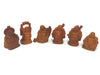 wood tone Laughing Buddha set of 6