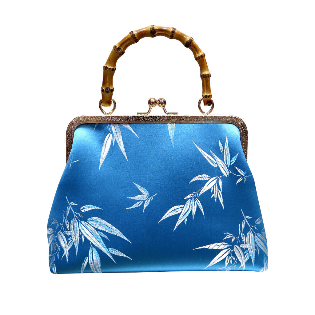 Purse with Bamboo Handle and Bamboo Leaf Pattern (Various Colors)