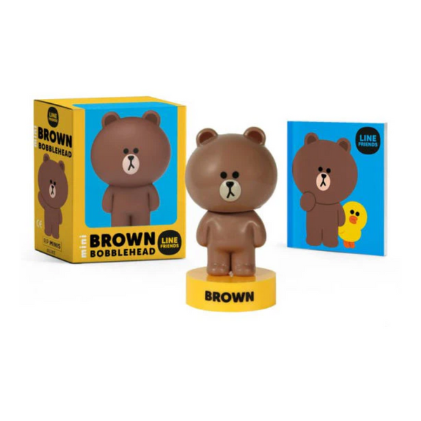 Line Friends Brown bobblehead box, booklet and figure shown