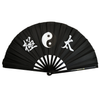 Black fan with white symbols on a white background