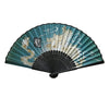 Blue Dragon Sakura Print Bamboo Hand Fan - 9 inch