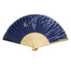 Blue Sakura Print Bamboo Hand Fan - 9 inch