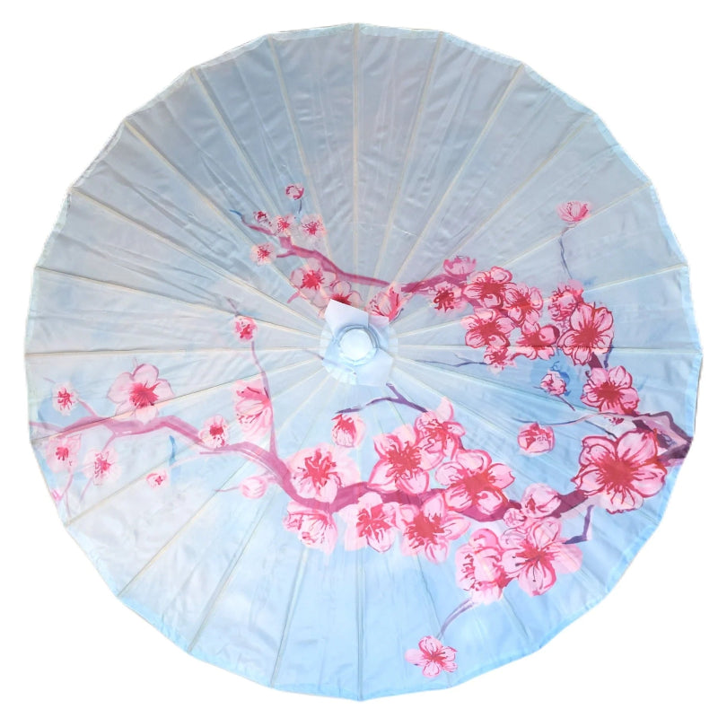 Sky Blue Cherry Blossom Nylon Parasol- 32 inches