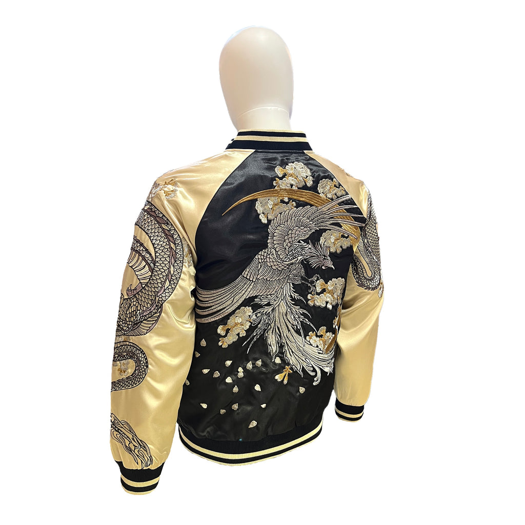 Unisex Bomber Jacket - Black with Gold Sleeves
