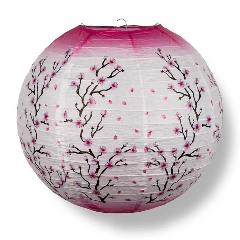 Pink Cherry Blossom Print Paper Lantern - 14 in.