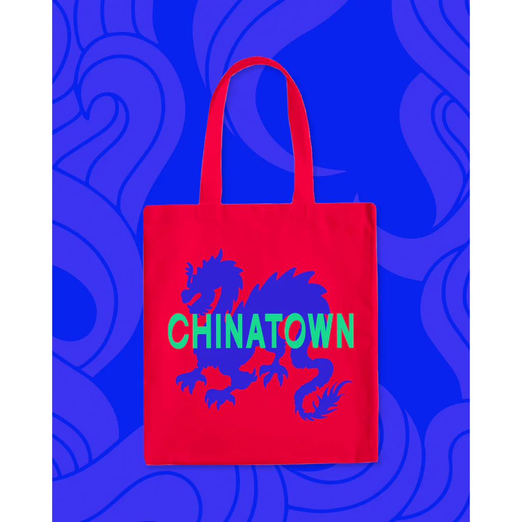 Chinatown Dragon Tote Bag, Red