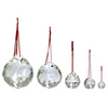 Five crystal balls with red strings attached. The balls are ranging from 20mm to 80mm 