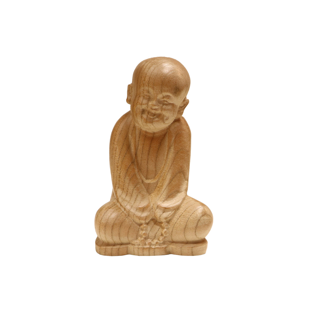 Walnut Seated Laughing Buddha Figurine