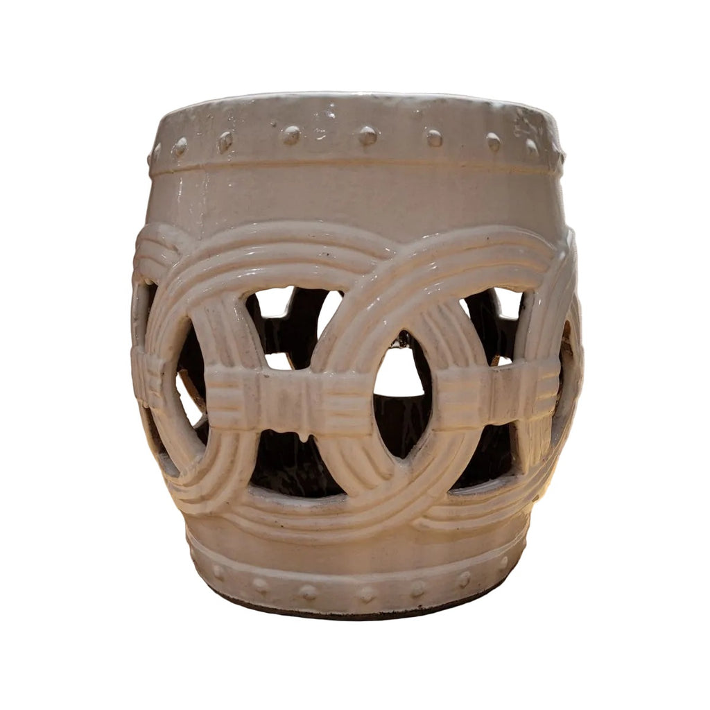 Ceramic Garden Stool with Double Coin Design