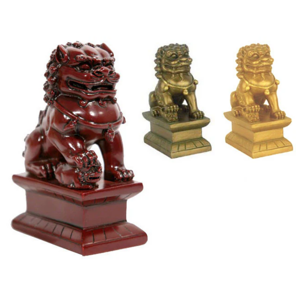 Resin Foo-Lion Figurine Pair Set (Smooth Base)