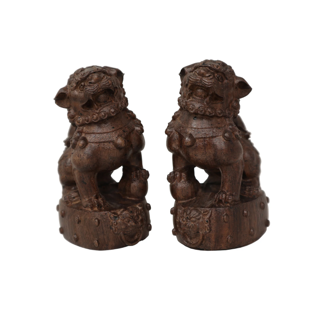 Fu Lion (Pair) - Agarwood