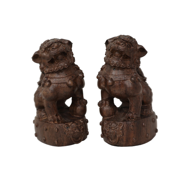 Fu lion (pair)- agarwood