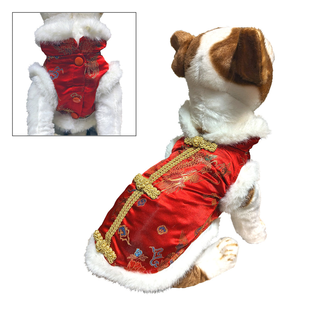 Dog's Brocade Fur-Lined Vest