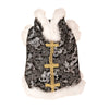 Black fur-line brocade dog vest