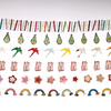 Six garland decorations in various designs (avocado, birds, lucky cat, flowers, rainbows)