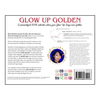 Back of 'Glow Up Golden' calendar with text and a QR code on a white background