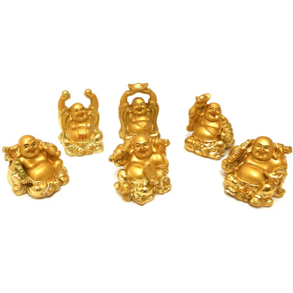 Laughing Buddha Set of 6 - 2.25-2.5"H