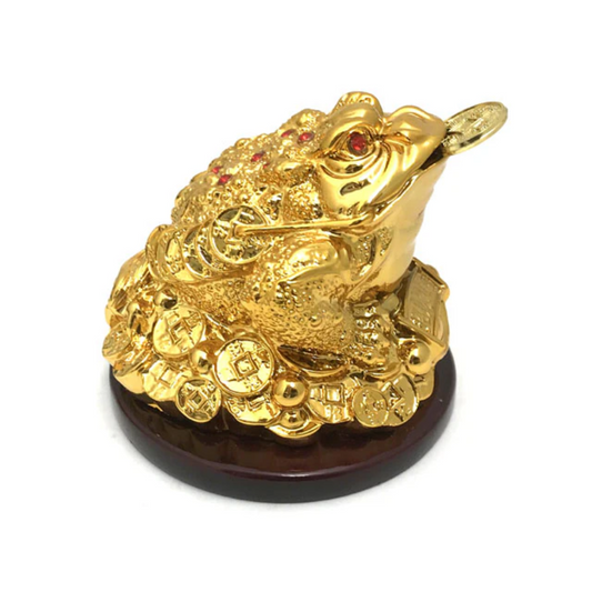Golden Three- Legged Toad on coins field